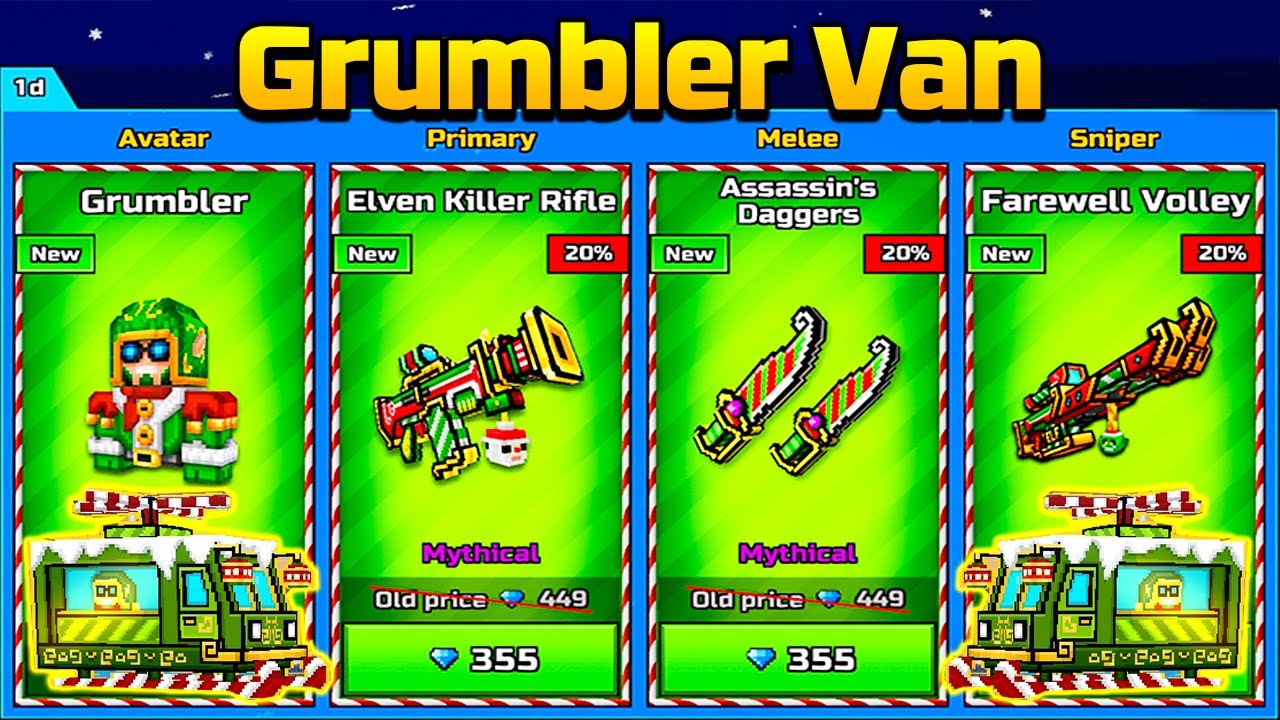 Grumbler Traders Van Damage Test (Farewell Volley/Assassin`s Daggers/Elven Killer) - Pixel Gun 3D