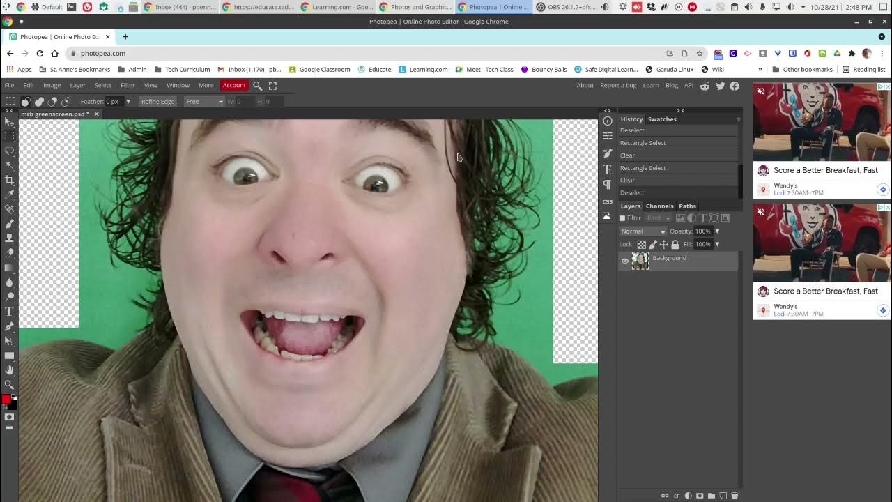Using Photopea to Remove Greenscreen Background from a Photo YouTube