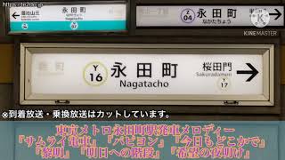 東京メトロ永田町駅発車メロディー(有楽町線・半蔵門線・南北線)  『サムライ電車』『パピヨン』『今日もどこかで』『黎明』『明日への階段』『希望の夜明け』