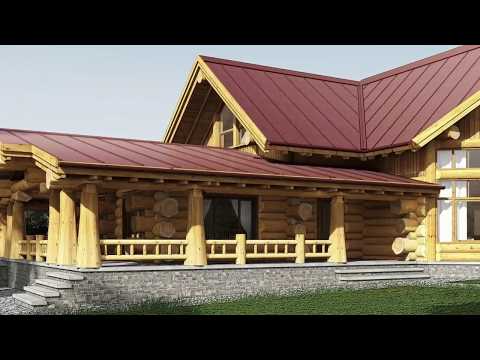 Рубленный дом "Звенигород-2" из кедра по технологии post and beam.