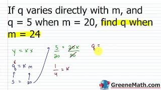 Algebra 1 Lesson #50 How to Solve Direct Variation Problems