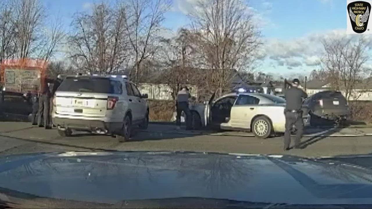 Ohio State Highway Patrol dashcam video shows chase of suspect wanted for murder of Bluffton officer