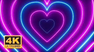 Neon Lights Love Heart Tunnel 💗💙 VJ Loop Heart Background Pink and Blue Neon 4k Video