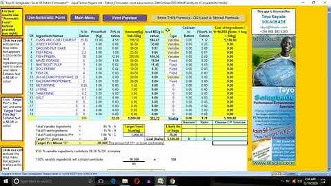 Computing L/Stock Ration With My ExcelVB Ration Formulator: Using More than ONE Crude Protein Source