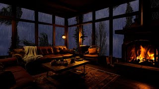 Fall Asleep in 3 Minutes with Heavy Rain & Intense Thunder Sounds on Window in a Quiet Livingroom