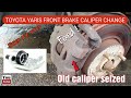 Toyota Yaris Vitz Seized Front Brake Caliper Replacement.