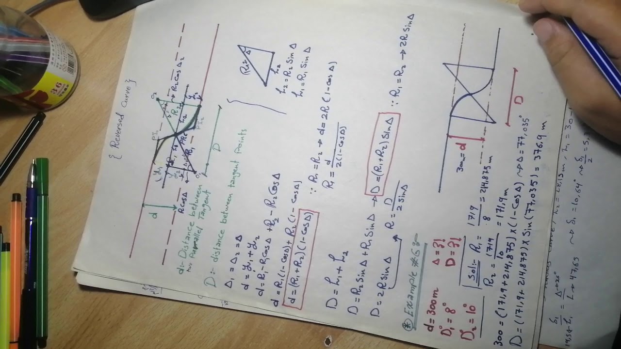 Example of revese curve, setting out revese curve part 3, geometric ...