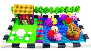 LAC TV - DIY - Build Rainbow House And Garden From Magnetic Balls (Satisfying Video)