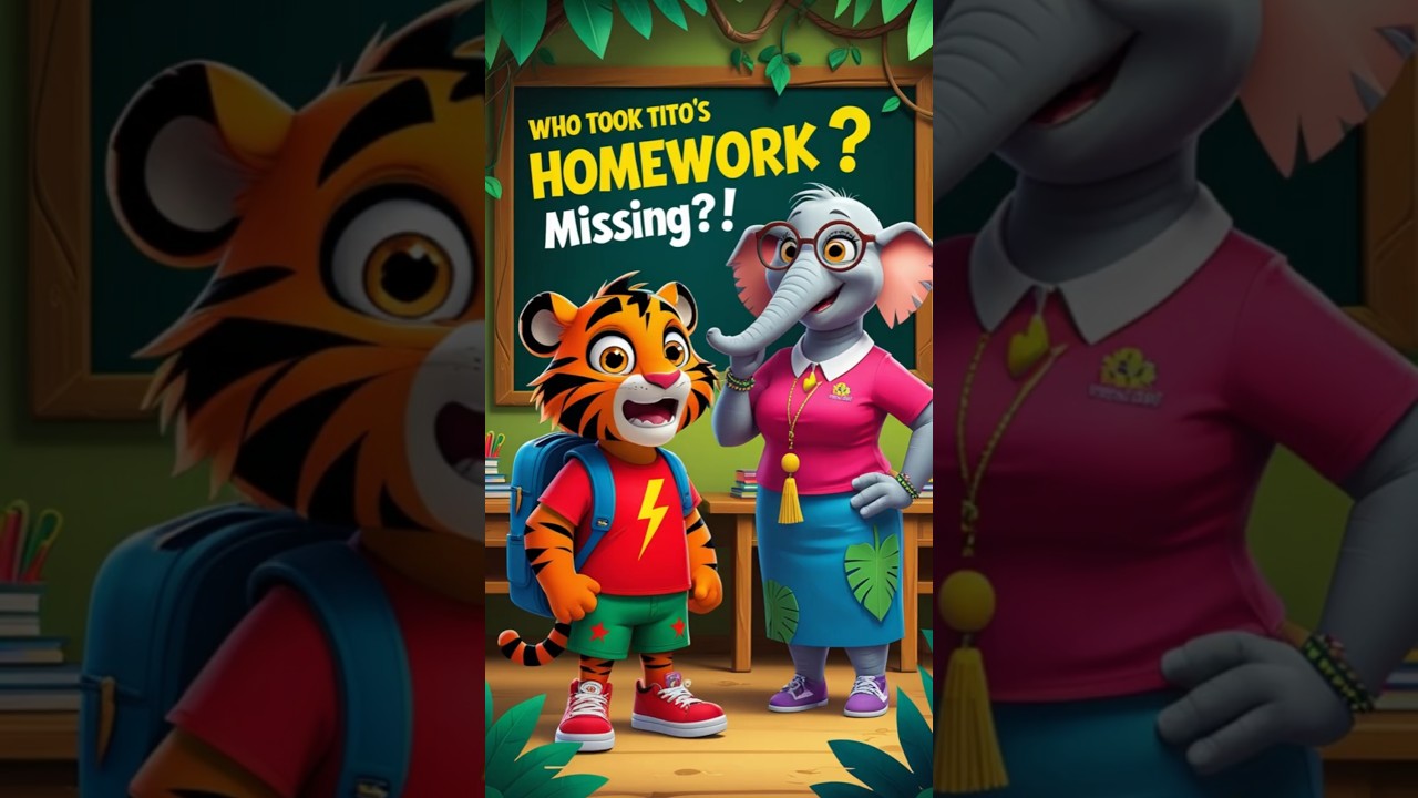 Bedtime Animal Stories: Tito the Tiger Missing Homework 🐯📚 | 