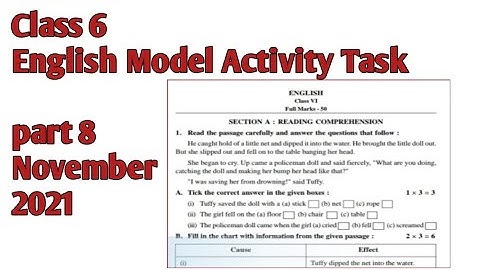 Class 6 English model activity task part 8,November 2021,full solve model activity task class 6