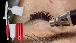 Washing lashes with an airbrush machine (satisfying!)