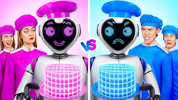 Boys VS Girls Cooking Challenge with a Robot by Multi DO Smile