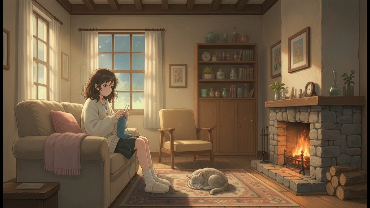Cozy Fireplace Study With Me 🌙 | Ghibli-Inspired Lofi for Focus & Relaxation