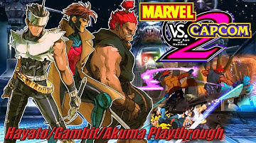 Marvel vs. Capcom 2 (Dreamcast) - Hayato/Gambit/Akuma Arcade Playthrough