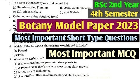 Bsc 4th Semester Botany Model Paper 2023/Botany Model Paper Bsc 4th Semester/Botany MCQ Bsc 4th sem