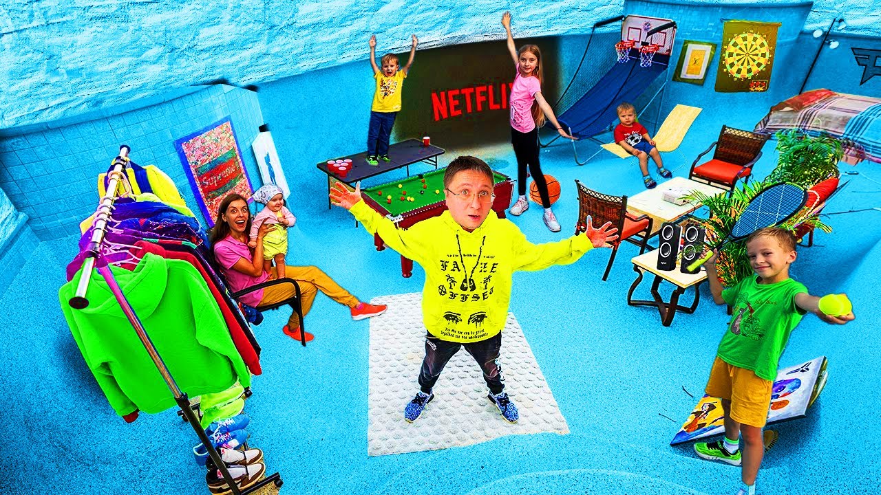 ⏰ 24 de ORE în PISCINA fără APĂ 🏊 BĂTĂLIE cu APĂ (Partea 2)