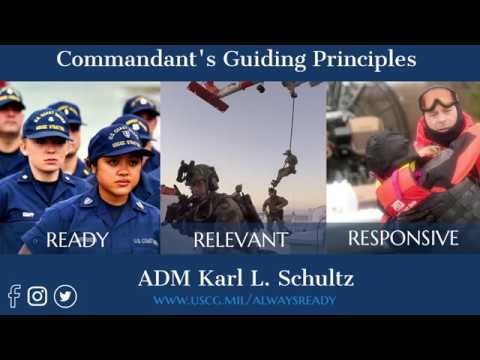 Commandant Adm. Karl Schultz delivers his guiding principles to the fleet