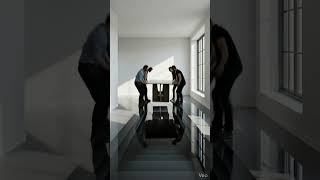 3D illusion epoxy floor transformation / stunning dining room upgrade #shorts #epoxyfloor