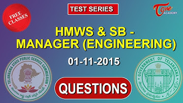 HMWS & SB - Manager (Engineering) 2015 Question Paper | Part-1 | Tone Academy