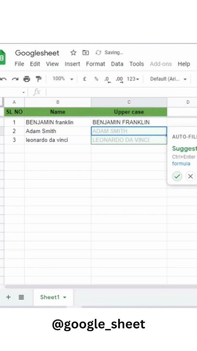 How to change text case to UPPERCASE in Google Sheets #shorts - YouTube