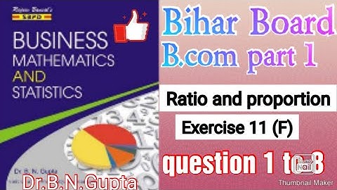B.com part 1.|| Business mathematics|| Ratio and proportion.