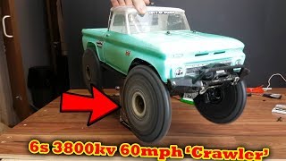 6s 3800kv Castle insanity in Traxxas TRX-4 Triple Backflip 60mph? 'Crawler'