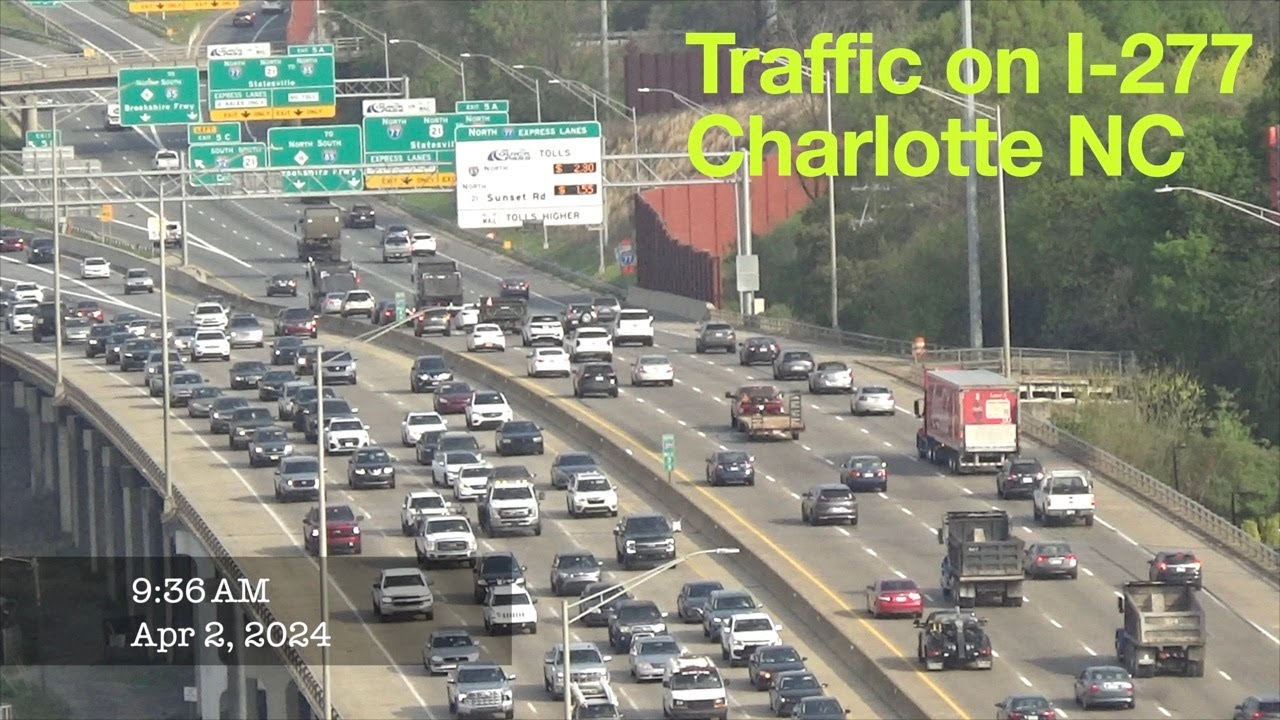 Charlotte NC- Morning Traffic on I-277 - YouTube