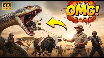 Heroic Rescue Team Saves Brave Mother Cow from Giant Python’s Deadly Grip!😲😱
