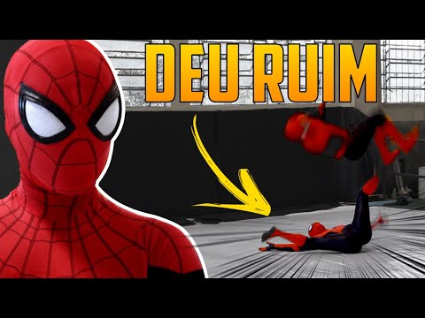 VESTINDO E TESTANDO O TRAJE OFICIAL DO HOMEM-ARANHA QUE RECEBI DA SONY. Caí fazendo mortal.