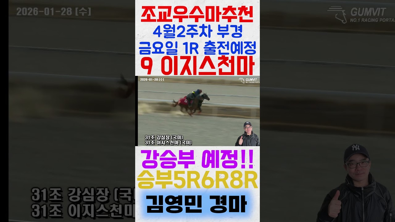 4월2주차 부경 금요일 1경주 출전예정 '9이지스천마'꼭! 주목해보세요! #shorts #김영민경마 #경마