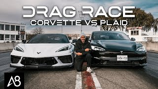 Tesla Model S Plaid vs C8 Corvette Z51 | DRAG RACE