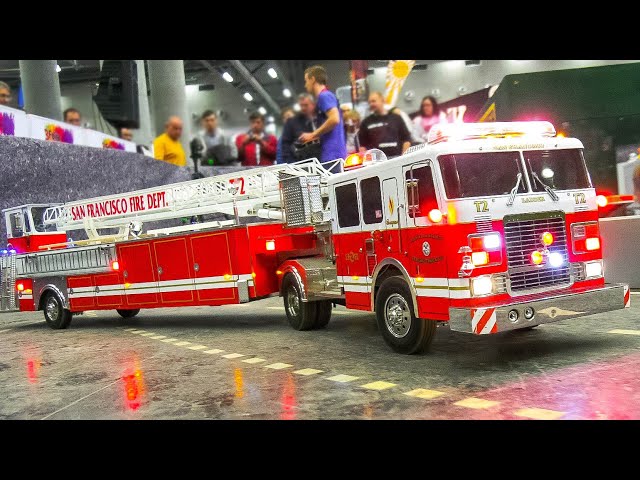 MEGA RC FIRE TRUCK COLLECTION!! RC MODEL FIRE TRUCKS, RC FIRE RESCUE OPERATIONS, RC POLICE CARS class=