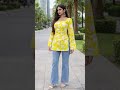 Trendy Yellow Kurti with Jeans Outfit 💛 #outfitideas #fashion #traditionalwear #shortkurti #kurti