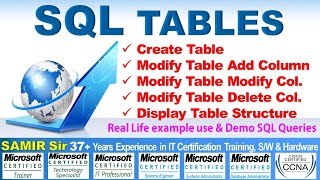 SQL Tables. Learn everything about Table, Create, Alter, modify, Delete columns