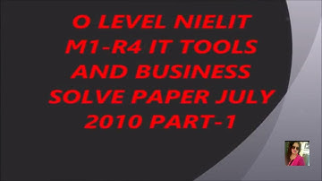 DOEACC O LEVEL PAPER SOLUTION  JUYLY 2010 -1 || IT TOOLS AND BUSINESS  SYSTEM  IN HINDI