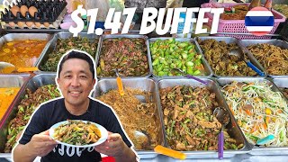 ALL YOU CAN EAT 50 baht ($1.47) Thai Street Food Buffet 🇹🇭 Lumpini Park, Bangkok