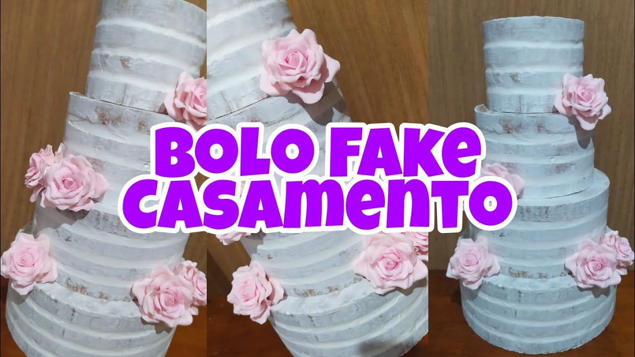 Bolo Fake para casamento / Bolo Chantilly fake / Bolo rústico