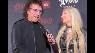 Tony Iommi of Black Sabbath red carpet interview at Dio film premiere with Dawn Osborne of TotalRock