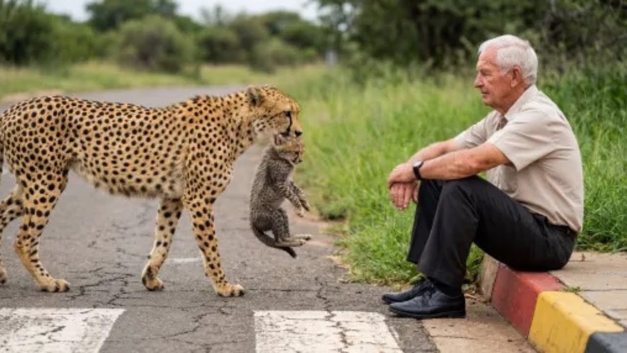 Гепард принесла своего замерзшего детеныша к старику — его поступок шокировал всех.