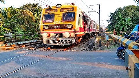 Amazing Colourful & Modern Medha EMU Trains Skipping busy Level Crossing | Speedy trains at Railgate