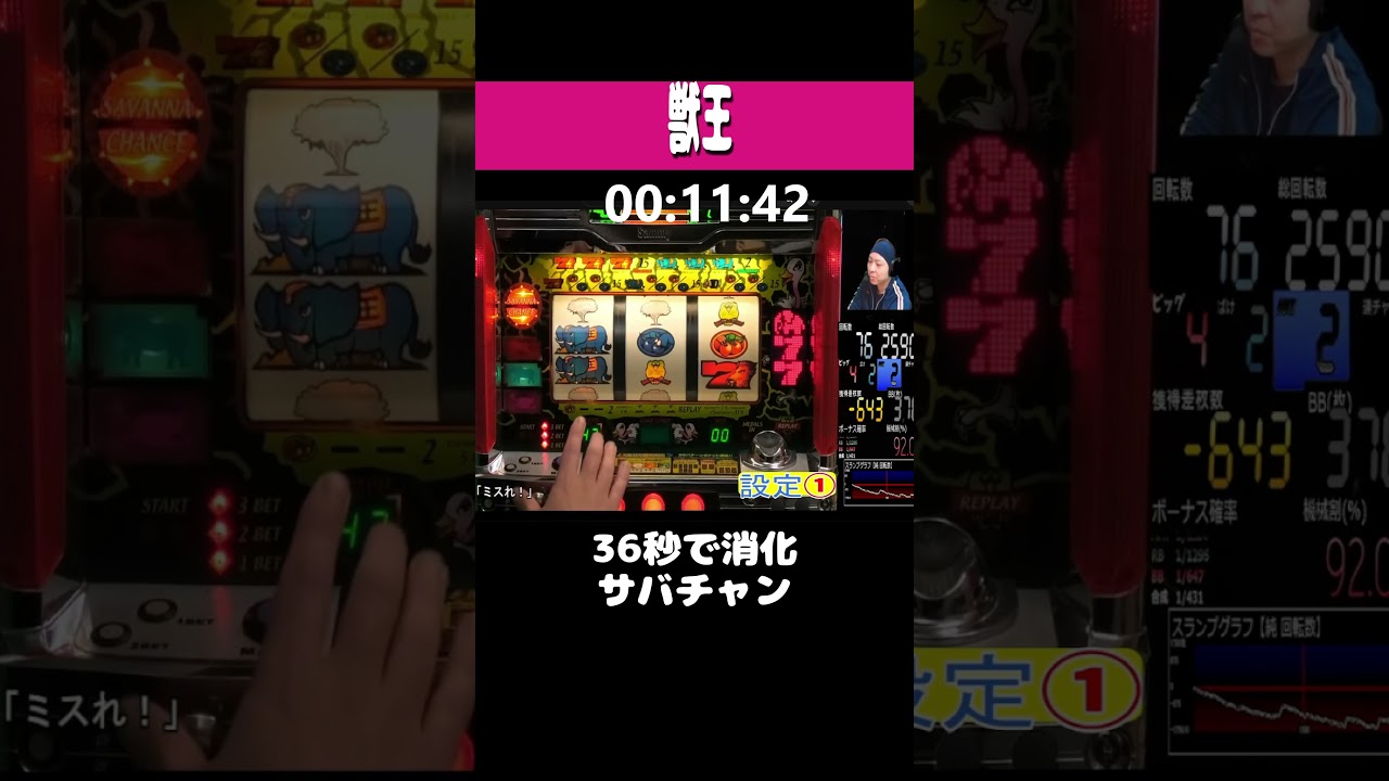 獣王【サバチャンは36秒で消化？】#shorts ＃パチンコ ＃パチスロ ＃レトロ台