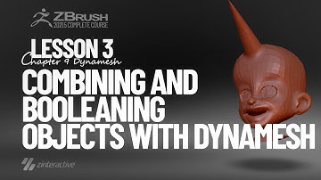 How to Combine and Boolean Objects with Dynamesh in Zbrush? | Lesson 3   Chapter 9 | Zbrush 2021.5