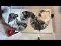 #34- Black &amp; White Dutch Pour *Amazing contrast** #Fluidart #blowdryer