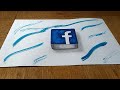 cara gambar logo facebook 3D