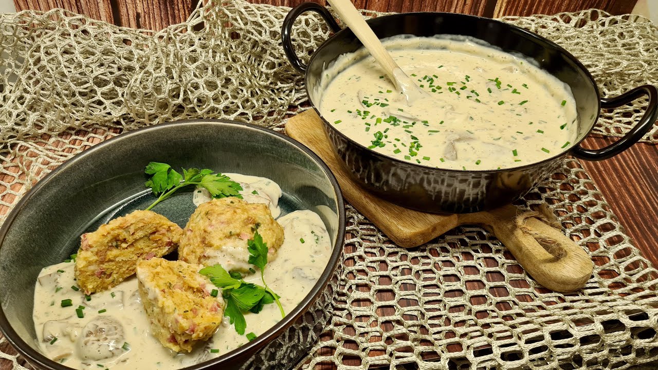 Thermomix®  TM6 - TM5 - TM31  Speckknödel mit Champignonsauce