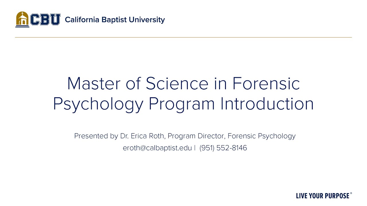 Master of Science in Forensic Psychology Program Introduction YouTube