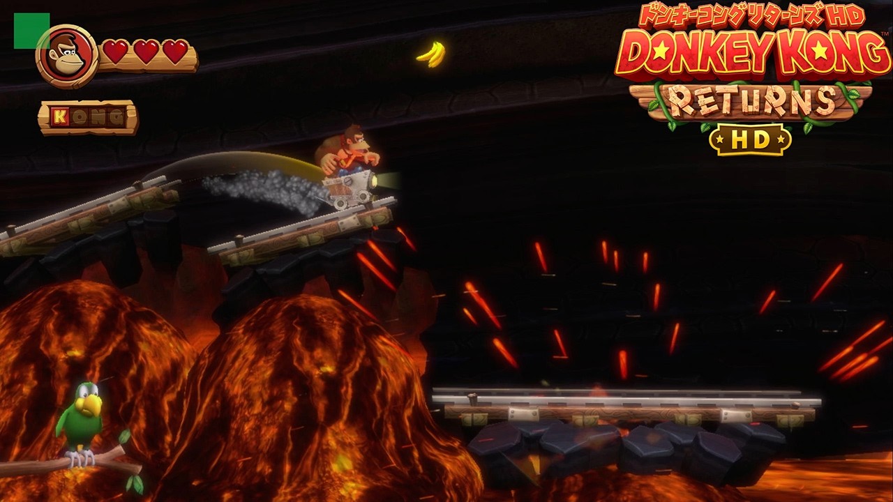 【ボルケーノエリア】8-3 しゃくねつのトロッコ 8-4 けむりのホットロード 8-5 アーチ・オブ・ファイアー KONGパネル ピースの場所 攻略【ドンキーコング リターンズ HD】