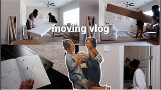 MOVING VLOG! ikea cloud couch dupe, unpacking \& furniture building