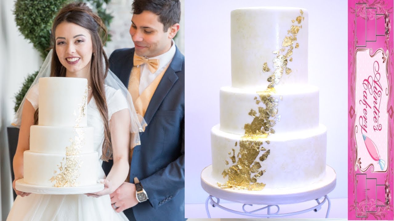 Textured Gold Foil Wedding Cake Tutorial 