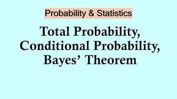 Probability and Statistics | Total Probability Conditional Probability and Bayes’ Theorem